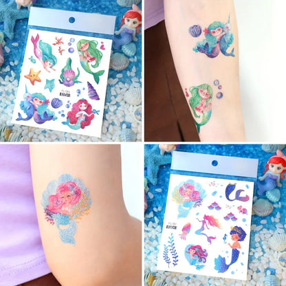 12 Sheets of Glitter Unicorn/Mermaid Temporary Tattoos