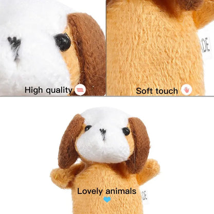 10Pcs Baby Plush Toy Cartoon Animal Family Finger Puppet