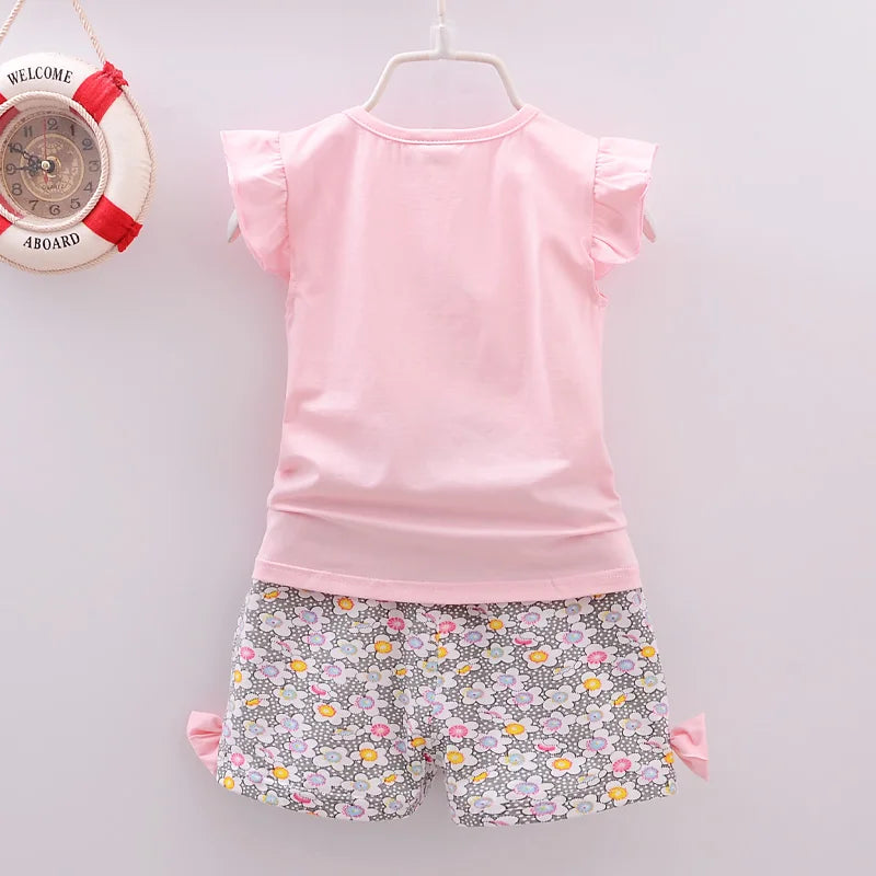 Girls Clothes Sets for Kids - T-shirt Tops+Short Pants Clothes Sets