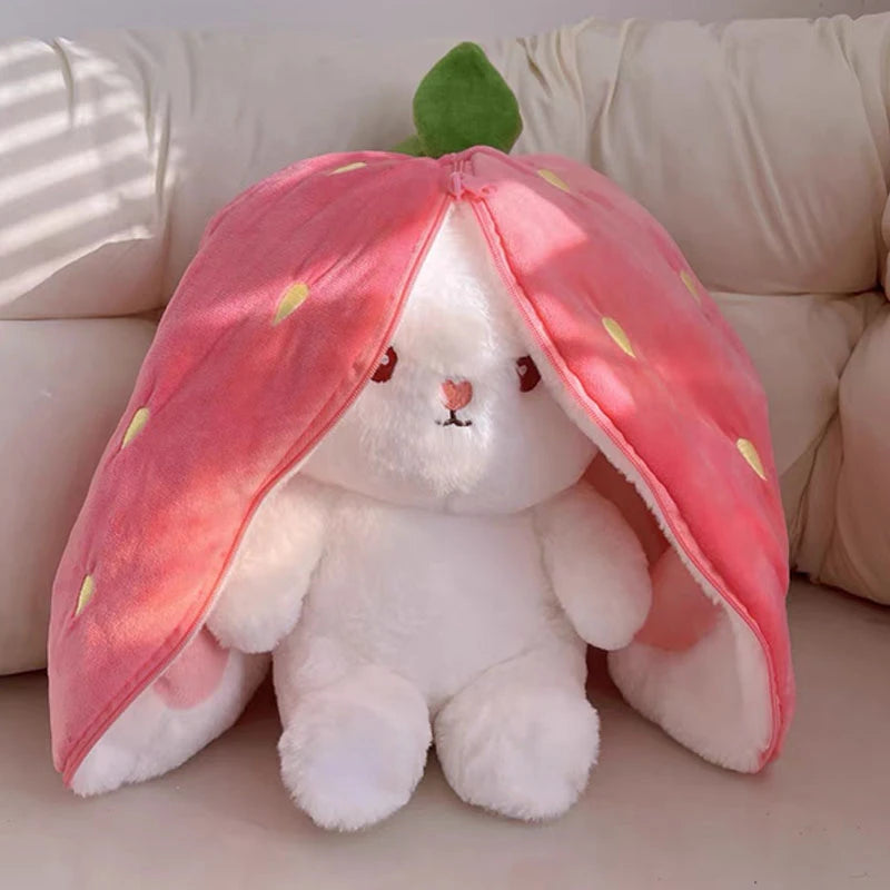 25cm Cute Strawberry Carrot Rabbit Plush Toy Stuffed