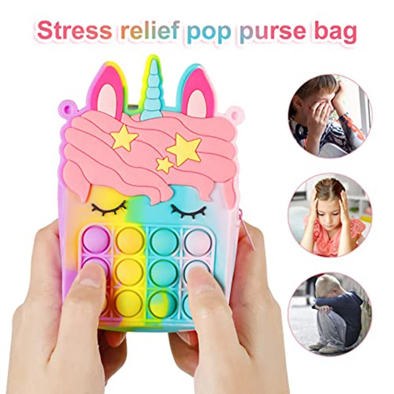 Silicone Unicorn Children's Purse With Fidget Toy