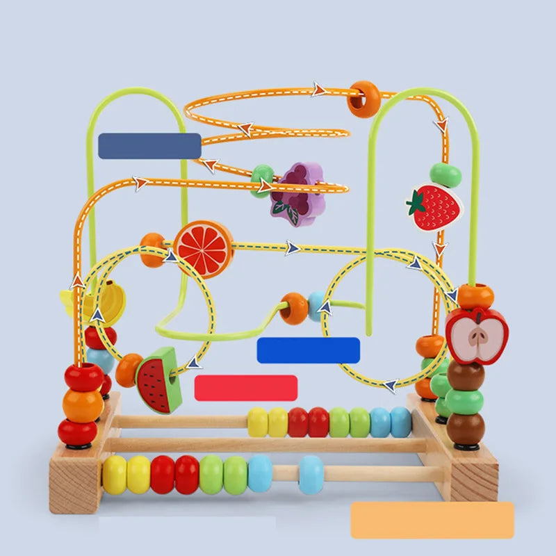 Montessori Wooden Roller Coaster Bead Maze Toy for Toddlers