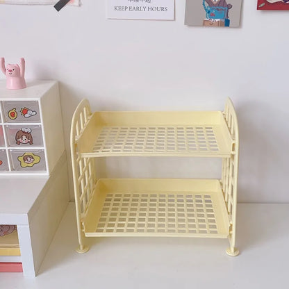 Creative 2 Tier Plastic Foldable Shelf Storage Rack