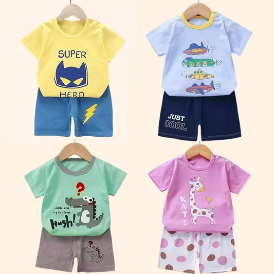 2PCS Children's Sets Kids Clothes Boys & Girl T-shirt & Shorts