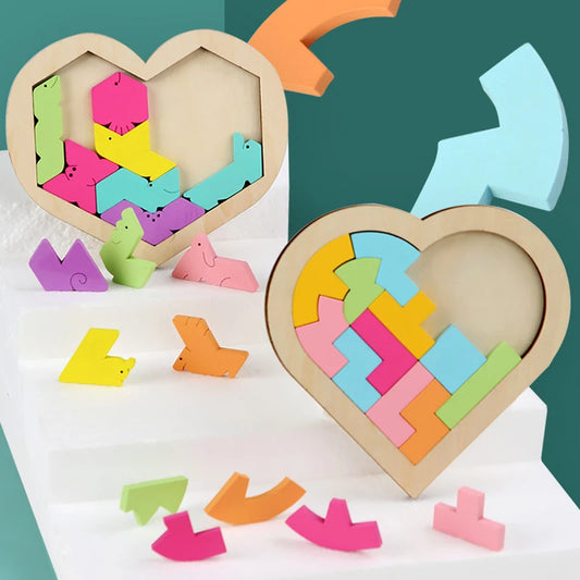 Kids Wooden 3D Puzzle Game Colorful Jigsaw