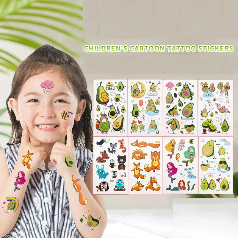 60PCS New Temporary Tattoo Sticker for Children Kids Waterproof Tattoos Festival Glitters Face Girls Boy Child Mini Fake Tattoo