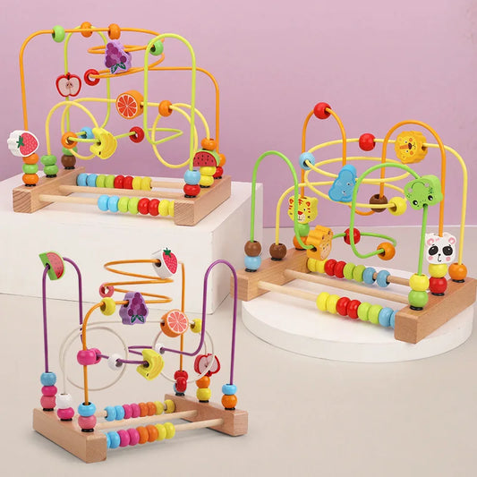 Montessori Wooden Roller Coaster Bead Maze Toy for Toddlers