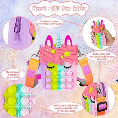 Silicone Unicorn Children's Purse With Fidget Toy