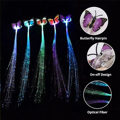 6PCs Colorful Luminous LED Butterfly Braid