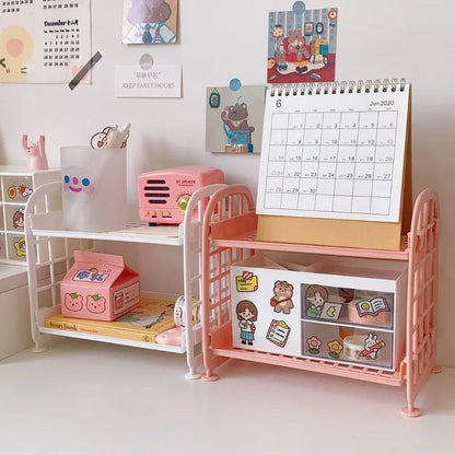 Creative 2 Tier Plastic Foldable Shelf Storage Rack