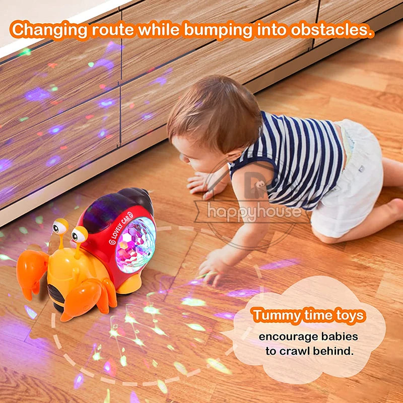 Crawling Crab Baby Toys with Music LED Light Up Interactive Music