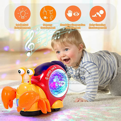 Crawling Crab Baby Toys with Music LED Light Up Interactive Music