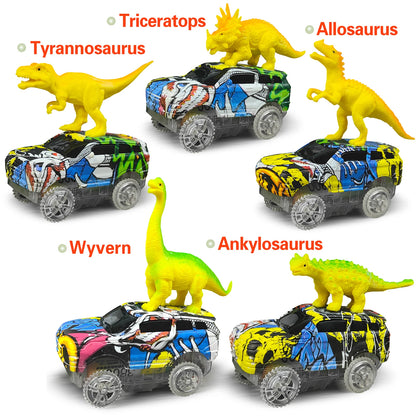 Magic Climbing electric dinosaur car Track Railway Toy Car Set Bend Flexible Race Track Flash Light Car High Quality Toy For Kid