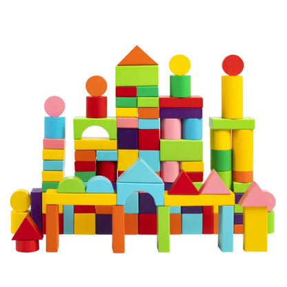 Wooden Building Blocks Set with Storage Bag