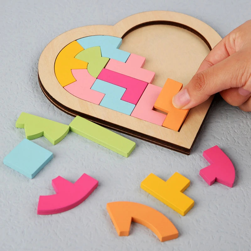 Kids Wooden 3D Puzzle Game Colorful Jigsaw