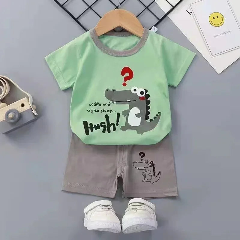 2PCS Children's Sets Kids Clothes Boys & Girl T-shirt & Shorts