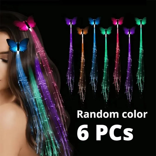 6PCs Colorful Luminous LED Butterfly Braid