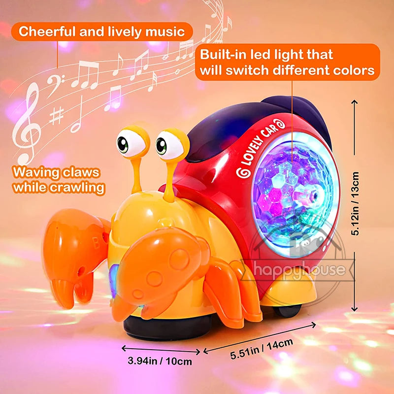 Crawling Crab Baby Toys with Music LED Light Up Interactive Music