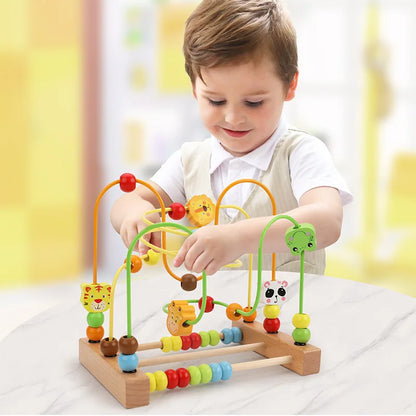 Montessori Wooden Roller Coaster Bead Maze Toy for Toddlers