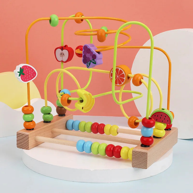 Montessori Wooden Roller Coaster Bead Maze Toy for Toddlers