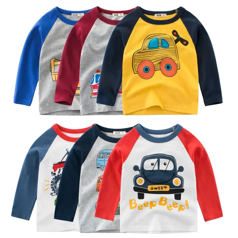 Autumn Long Sleeve T Shirts - Cartoon Cars, Trucks, and More