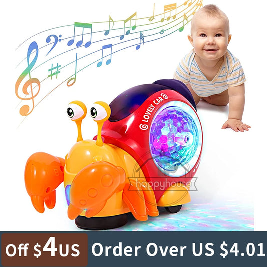 Crawling Crab Baby Toys with Music LED Light Up Interactive Music